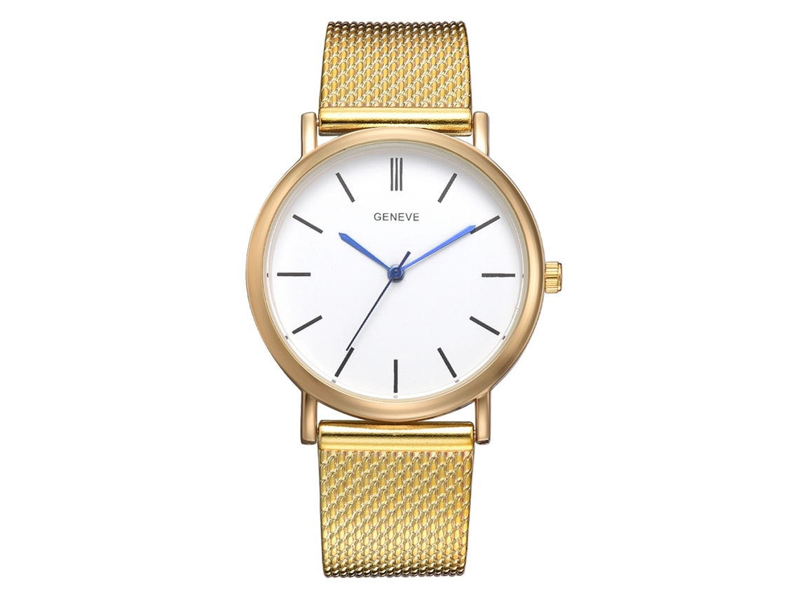 Relógio de Pulso Feminino de Moda com Cinta de Silicone e Display Analógico Ouro