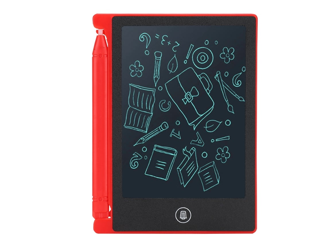 Tablet de Escrita Lcd 4,5 Polegadas, Vermelho, Bateria Incluída, para Escrita e Desenho. EOOCOO