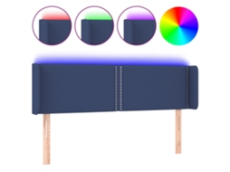 Cabeceira de Cama com Luzes Led Tecido Azul MAISON EXCLUSIVE (147x16x78 cm)