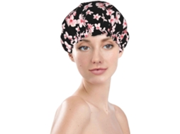 Touca De Banho Feminina, Reutilizável, Impermeável, Dupla Camada, Com Elástico, Ideal Para Cabelos Longos, Com Estampa