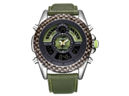 Reloj Hombre Cuarzo Electrónico Impermeable De Nylon Moda Smael (verde Ejército)