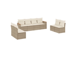 Conjunto de 8 Sofás para Jardim com Almofadões Vime Pe Bege MAISON EXCLUSIVE (8 pcs)