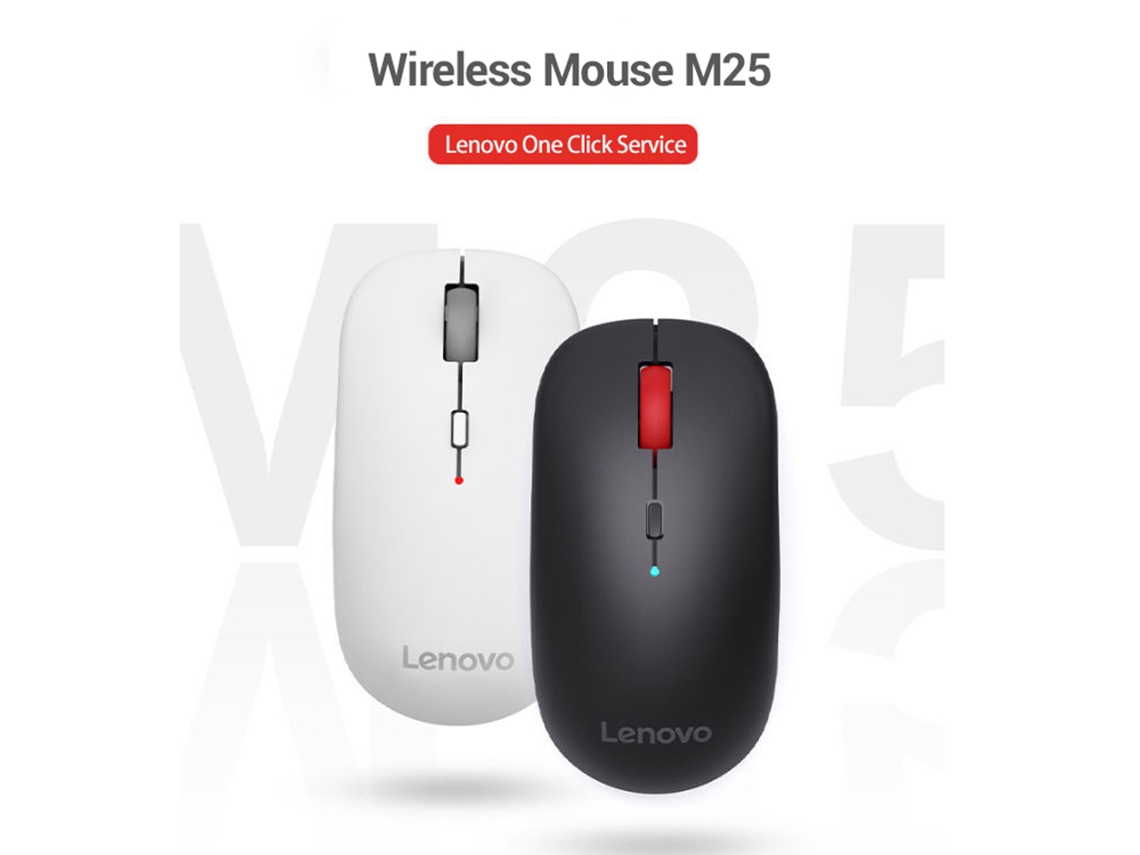 Mouse Sem Fio Lenovo M25 2.4G, Conexão Eficiente, Ergonômico, para Laptop, PC, Win10, MacOS
