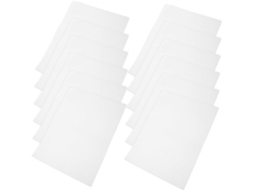 Pacote com 100 unidades de almofadas de espuma de 10x15cm para embalagem, ideais para amortecimento e proteção. Leves e práticas para envio de produtos.