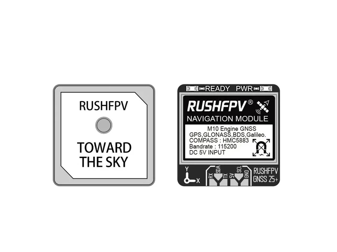 Rushfpv Gnss Pro M10 Módulo Gps Ubx Nmea Antena Cerâmica Bússola 5883 Aeromodelo Carro Drone Fpv MDUG