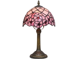 Abajur Tiffany De Mesa Pequeno, 20cm, Em Vidro Rosa, Design Vintage Artesanal Com Flor De Cerejeira, Ideal Para Leitura