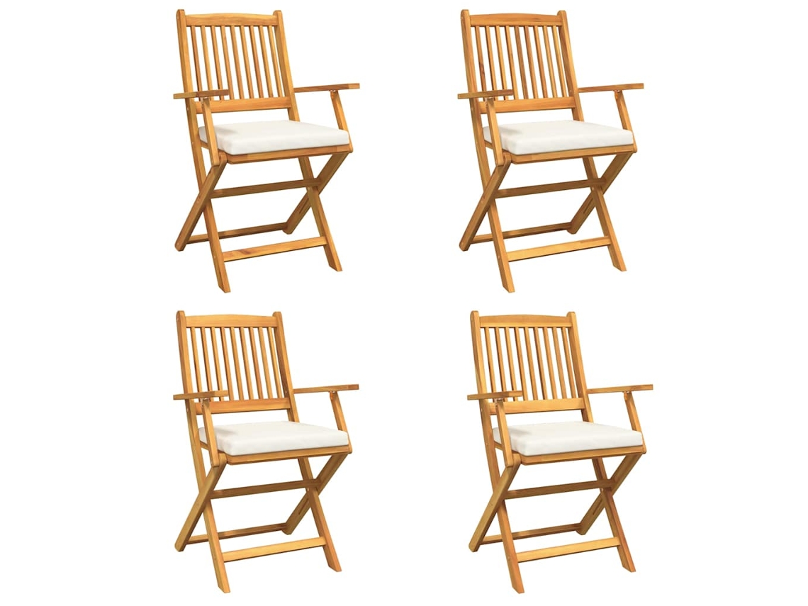 Maison Exclusive - Cadeira Dobrável Com Almofada 4 Pcs Branco 49 X 57,5 X 92cm
