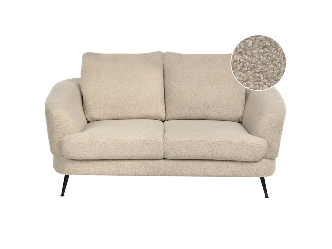 Sofá 2 Lugares Beliani Kjaer De Bouclé Creme 155x100x100