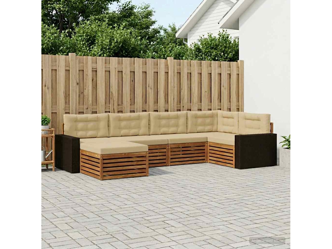 Vidaxl Conjunto De Sofás Para Exterior 6 Pcs Natural E Bege