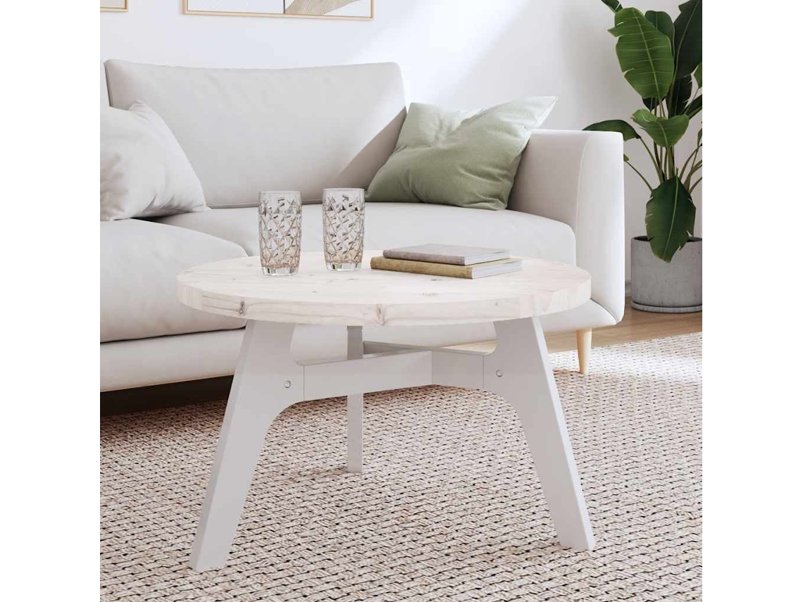 Vidaxl Tampo De Mesa Redondo Ø70x3 Cm Madeira De Pinho Maciça Branco
