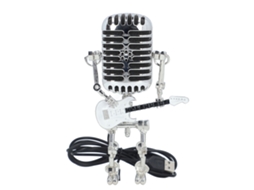 Mali robô de Microfone Metal com Guitarra Estilo Punk Vintage Lâmpada Led Branco