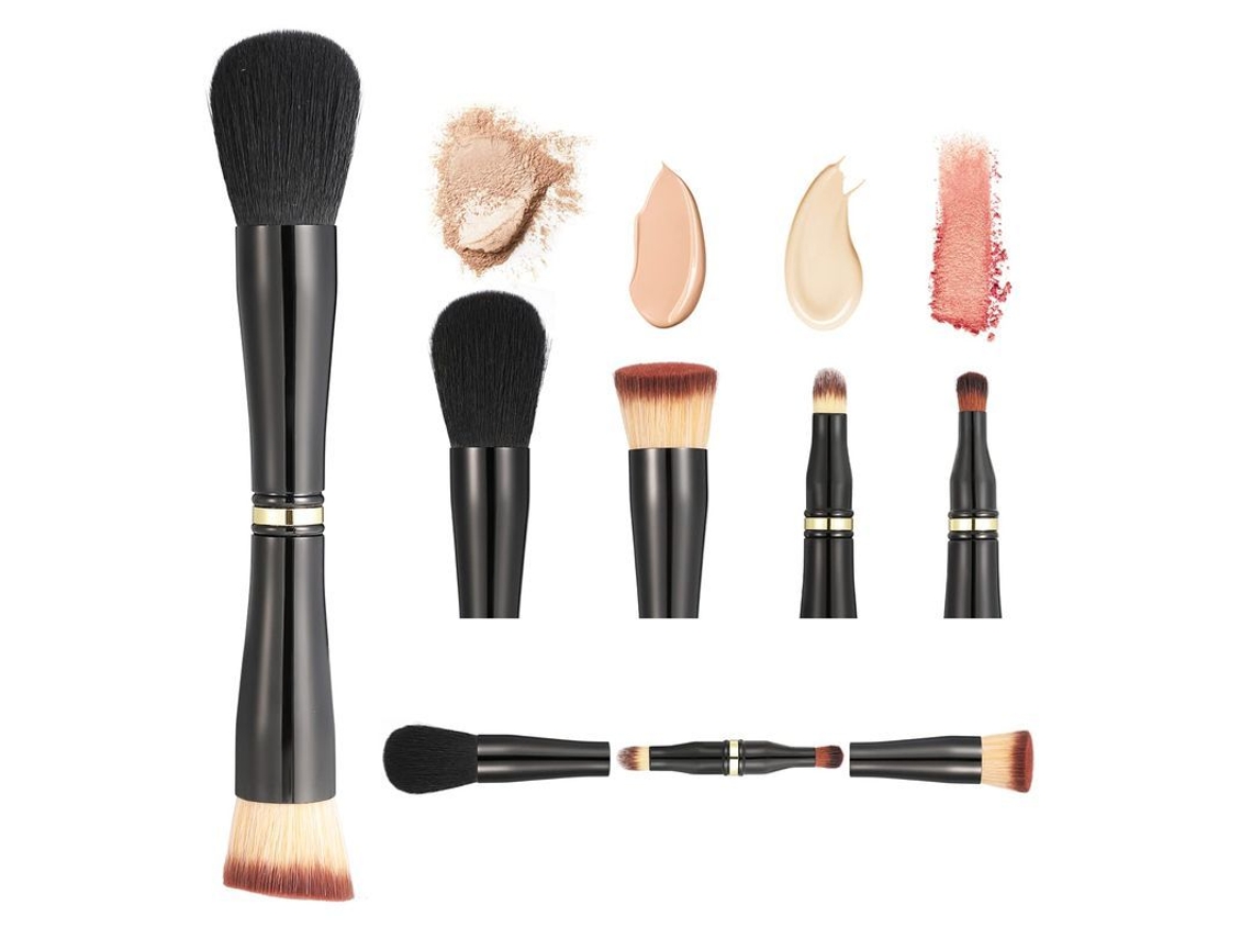 Conjunto de Pincéis de Maquiagem 4 em 1 com Duas Pontas, Portátil para Viagem