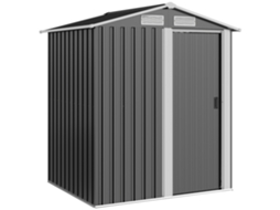 Casinha De Jardim Porta Ferramentas Em Aço, Telhado Inclinado E 4 Saídas De Ar, 152x132x188cm