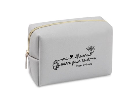 Trousse De Toilette Cinza Nounou Obrigado Por Tudo Personalizada