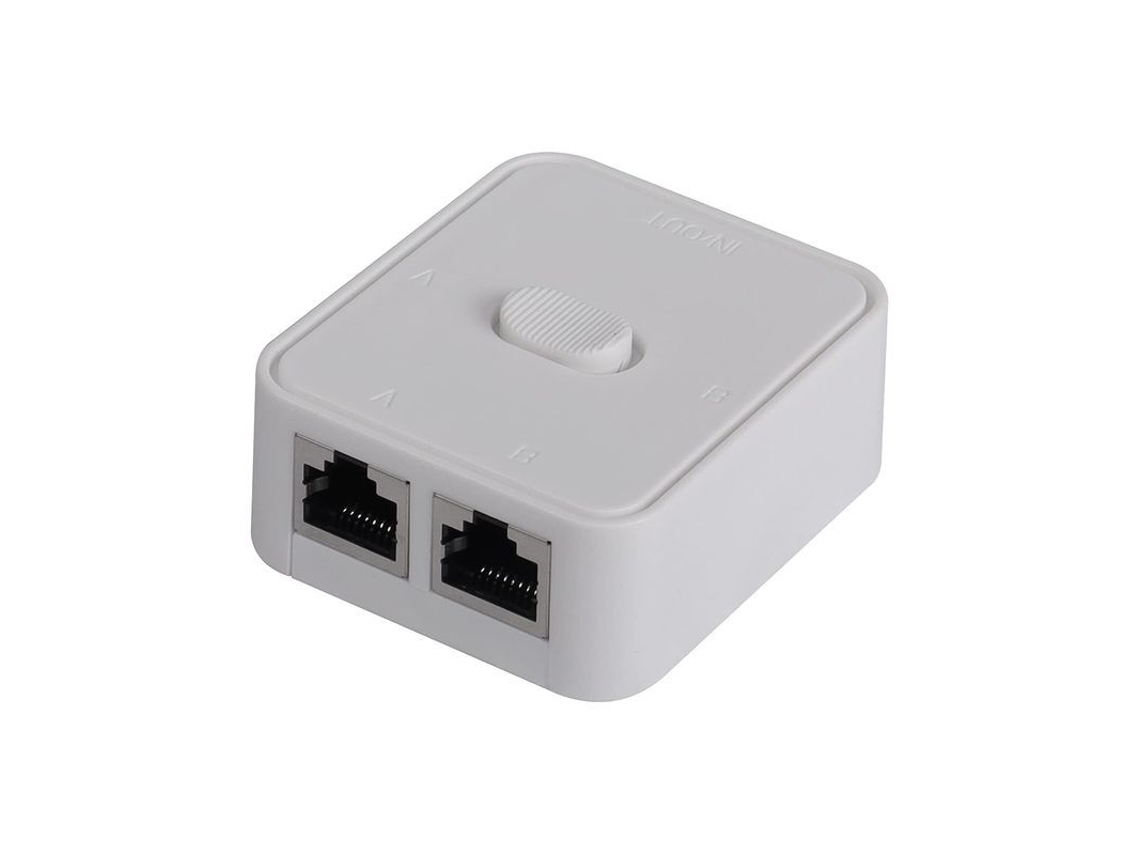 Yuru switch de Rede 2 Portas Rj45, Seletor Mecânico, 2 em 1 Ou 1 em 2 Saídas, Isolamento Físico, Plug And Play, Sem Energia