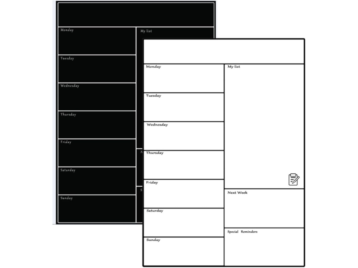 Calendrier Magnétique Blanc Hebdomadaire Para Refrigerador E Pet Écriture Lisse, Autocolantes Reutilizáveis