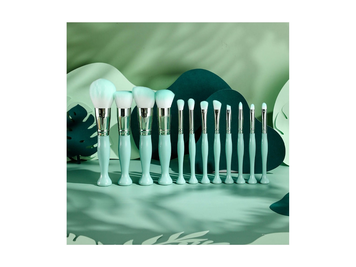Conjunto de com 12 Peças para Entusiastas de Maquilhagem Conjunto de para Viagem e Mistura Verde LUUCOZK
