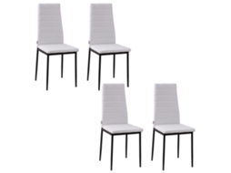 Conjunto de 4 Cadeiras de Sala Jantar Estofadas em Linho e Pés Metal Cadeiras Modernas para Cozinha Carga Máxima 120kg 41x50x97cm Branco
