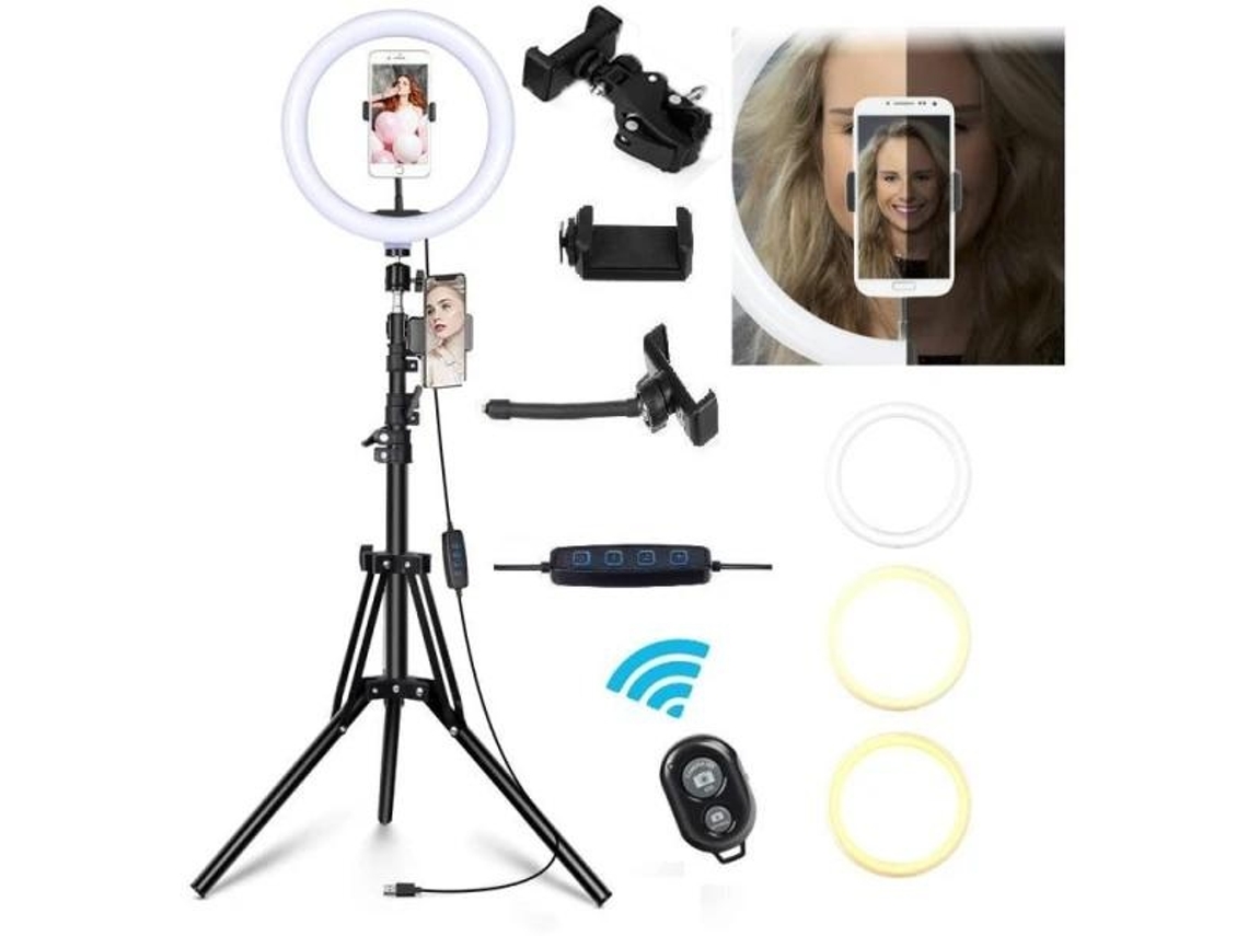 Lurelia Anel De Luz Led Bluetooth Com Controlo Remoto Dobrável Ajustável Com Clipe