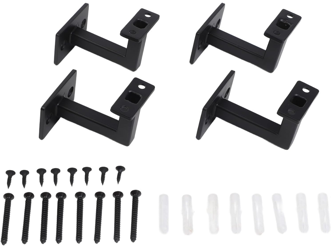 Conjunto De 4 Suportes Parede Em Aço Carbono Preto Para Corrimão, Suporte Para Banner Com Parafusos, Flange De Piso