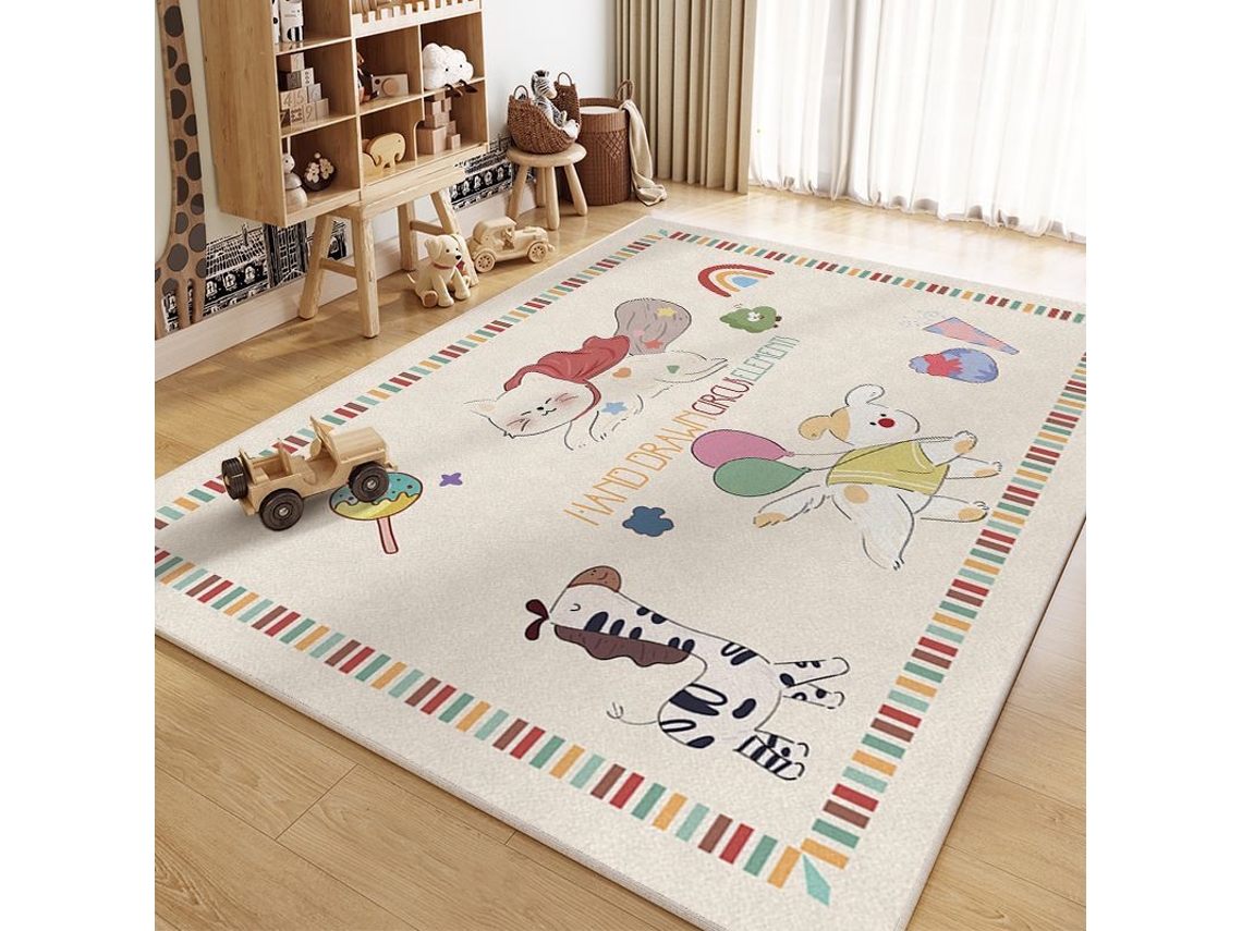 Tapete de Atividades Antiderrapante com Desenho Animado,tapete de Engatinhar para Crianças, Tapete Decorativo para Casa,estilo 3/80x120cm GERTIZ
