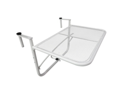 Mesa Suspensa Para Varanda, Altura Ajustável, Quadrada, Para Jardim, Em Metal, Branca, Dimensões: 60x56,5x45 Cm, Adequada Para Pátios E Jardins.