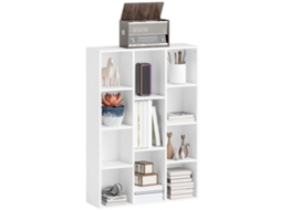 Estante 3 de Níveis Estante para Livros com 11 Compartimentos Desenho Vertical Ou Horizontal 74,3x24x106 Cm Branco