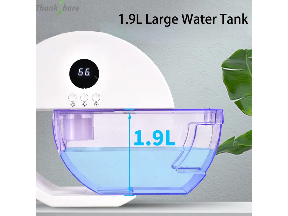Desumidificador/secador MDUG Ar de 1,9L, desumidificador elétrico, funcionamento silencioso, adequado para quartos e guarda-roupas.