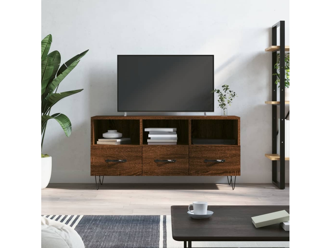 Vidaxl Móvel De Tv 102x36x50 Cm Derivados De Madeira Carvalho Castanho