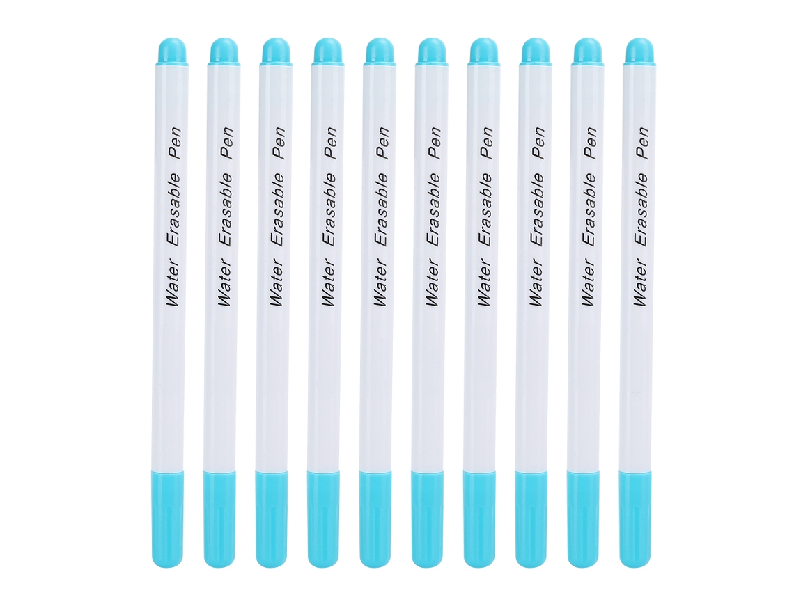 Conjunto de 10 Canetas Apagadoras Solúveis em Água para Tecido, Acessórios para Costura e Artesanato, Ponta Única, Azul. AQUAFORGE