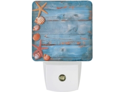 Luminária De Parede Noturna Em Formato Conchas E Estrelas Do Mar, Com Sensor De Movimento, Luz Branca Quente E Suave