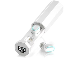 Auriculares Compatíveis Tws Dágua Digital Led Estéreo Yizhood Tecido Bluetooth Branco