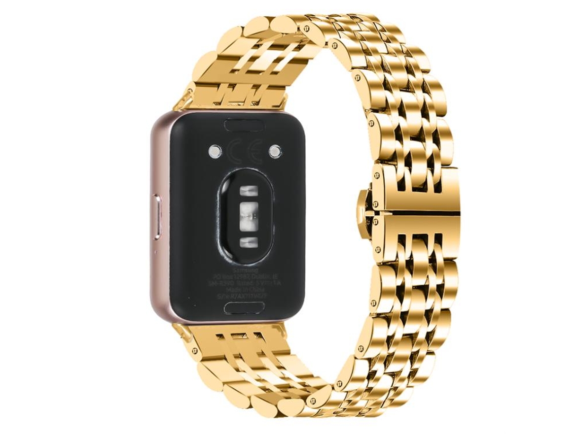 Bracelete Para Honor Watch X5 - Aço Inoxidável - Fecho Borboleta - Sete Contas Dourada