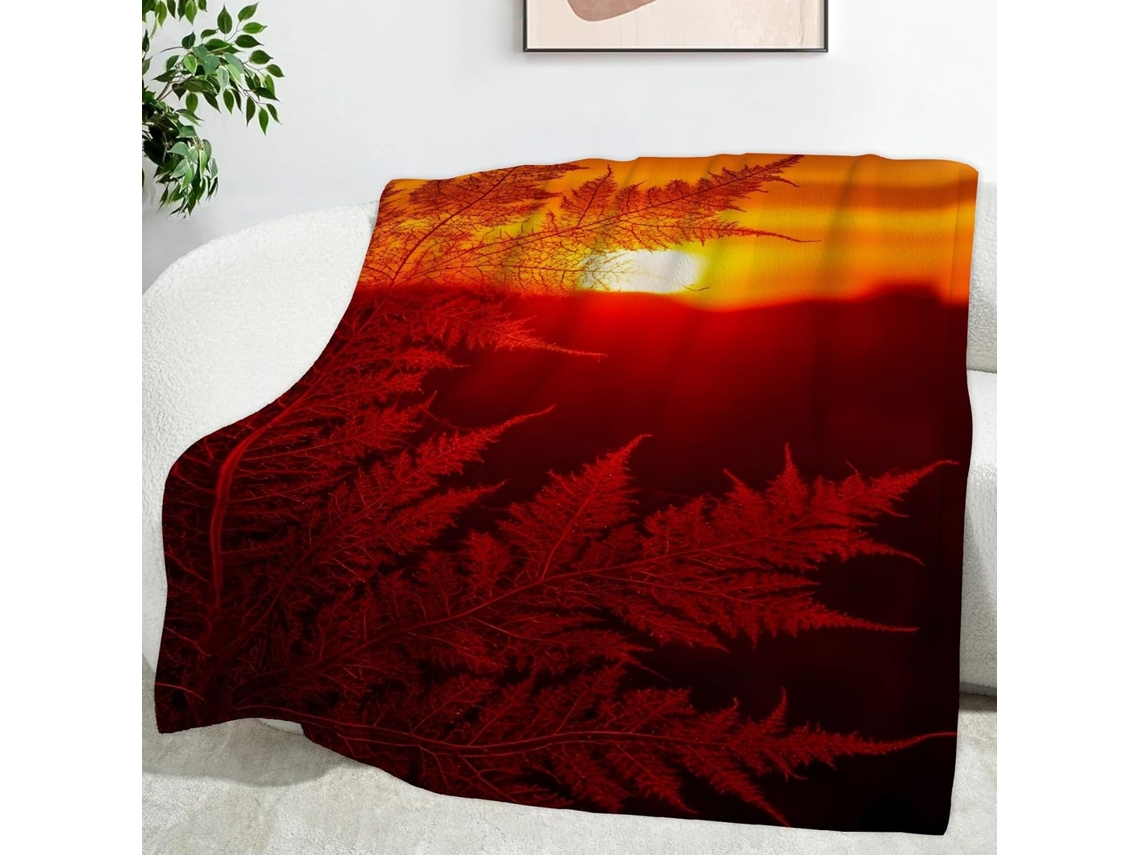 Manta Fern Blanket Sun 150x200 Cm Multifuncional Macia e Aconchegante de Flanela para Cama Cobertor Cochilo no