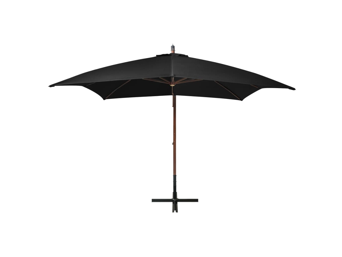 Guarda-sol de Jardim Suspenso com Poste (3x3 m) Abeto Maciço Preto MAISON EXCLUSIVE