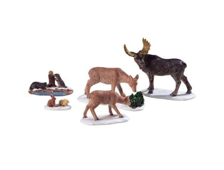 Figuras De Animais Selvagens Lemax Conjunto De 5 Poliresina Decoração De Natal 7,60 Cm