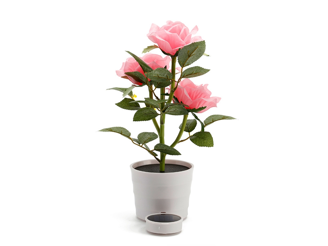 Laxiscreed Vela Solar Rosa Com 3 Leds Para Iluminação Decorativa E Sustentável No Jardim