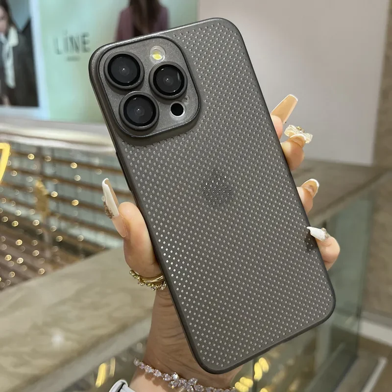 Capa Respirável E Refrescante Para Iphone 13 Mini (cinza), Ultrafina, Fosca E Perfurada.