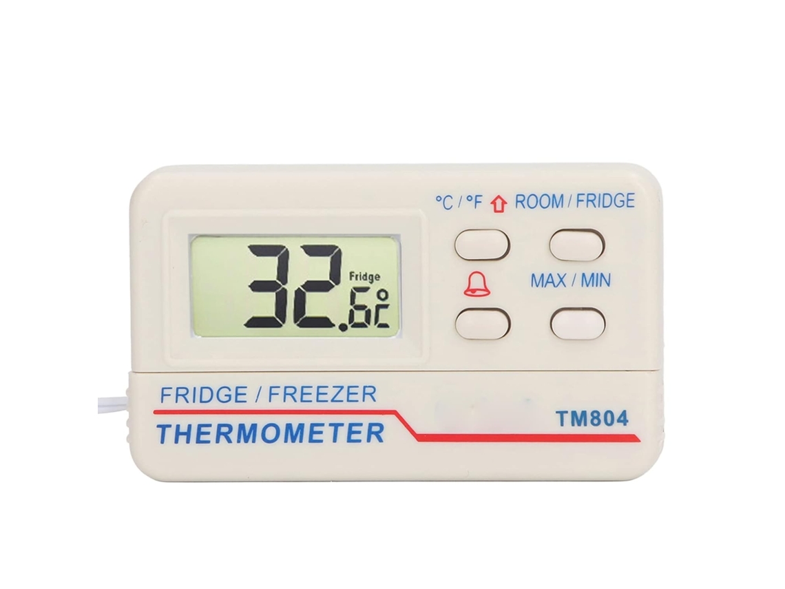 Lurelia Termómetro Digital Para Frigorífico E Congelador, Visor Lcd, Alarme Sonoro, Memória Máx./mín., Base Magnética, Suporte Prático