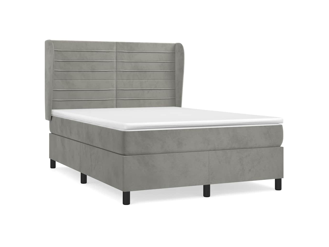 Conjunto 1 Cama Box Spring Vidaxl Cinzeto Veludo (193 X 147 X 128 Cm)
