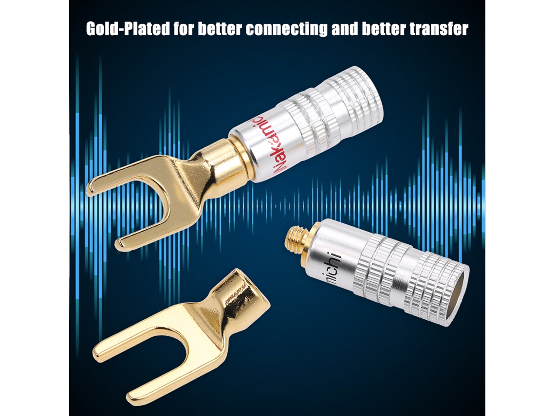 Conector De Fio Banana Plug Para Alto-falante Com Prata De Ouro Adaptador Amplificador Canais Esquerdo E Direito