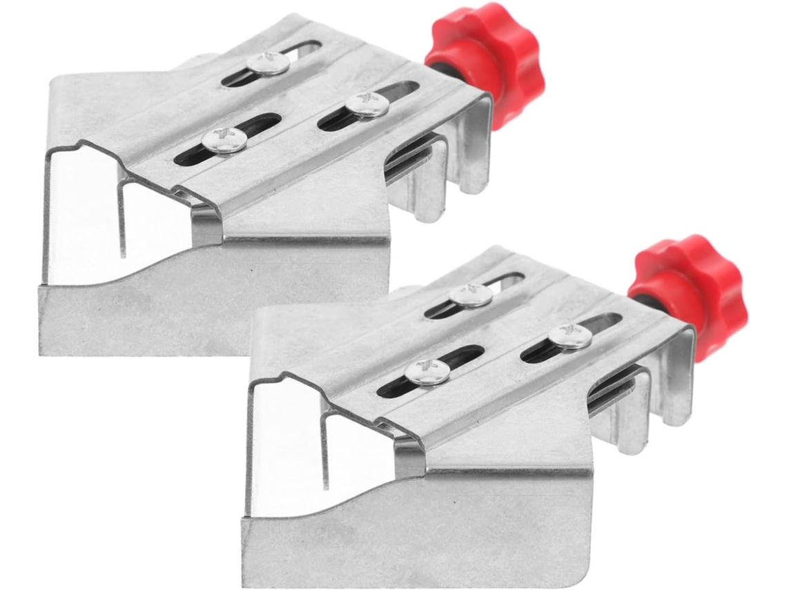 Topbathy Conjunto de 2 Grampos Ângulo Reto Amosfun em Aço Inoxidável Prateado para Marcenaria. Material