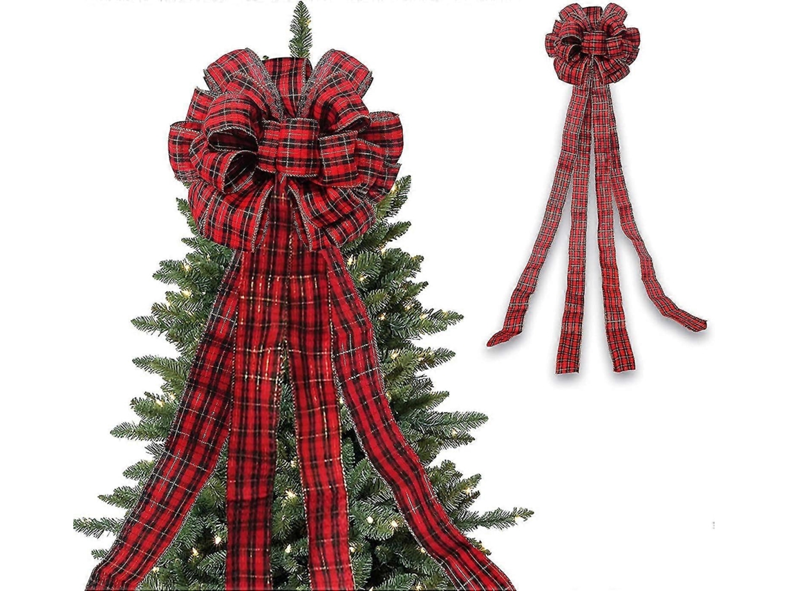 Laço Vermelho Para O Topo Da Árvore De Natal. Laços Para Guirlandas De Natal. Enfeites Para Árvores De Natal. Interiores. Olysi Shop