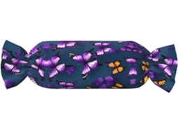Linda Almofada Cilíndrica Formato de Doce com Estampa Borboleta Roxa 100 % Poliéster Ideal para Viagens, Casa