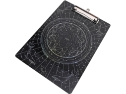 Prancheta multifuncional portátil em acrílico transparente com organizador de arquivos, ideal para mesa e decoração.