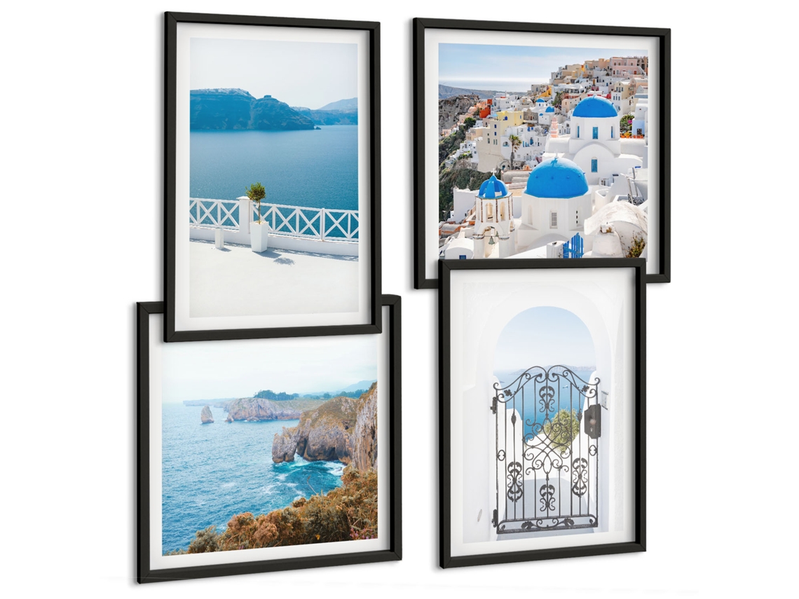 Pinturas Murais Modernas Padrões E Geometria De Plantas Estilosas Moldura Preta Fotos Para O Escritório Espelharte (conjunto De 4 Imagens)