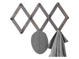 Prateleira De Parede Rustica Em Madeira Cinza Escuro Com 10 Pregos, Design Accordion E Instalação Vertical/horizontal
