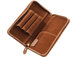 3 Caneta, para Desenho Artístico, Estojo Vintage em Couro para Caneta Tinteiro com 3 Compartimentos CHABERLU