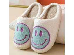 Pantuflas de Algodón Peludo, Cara Sorridente, para Mulher, Casa, Gruesas, Antideslizantes, Tamanho Asiático 37 38, Verde
