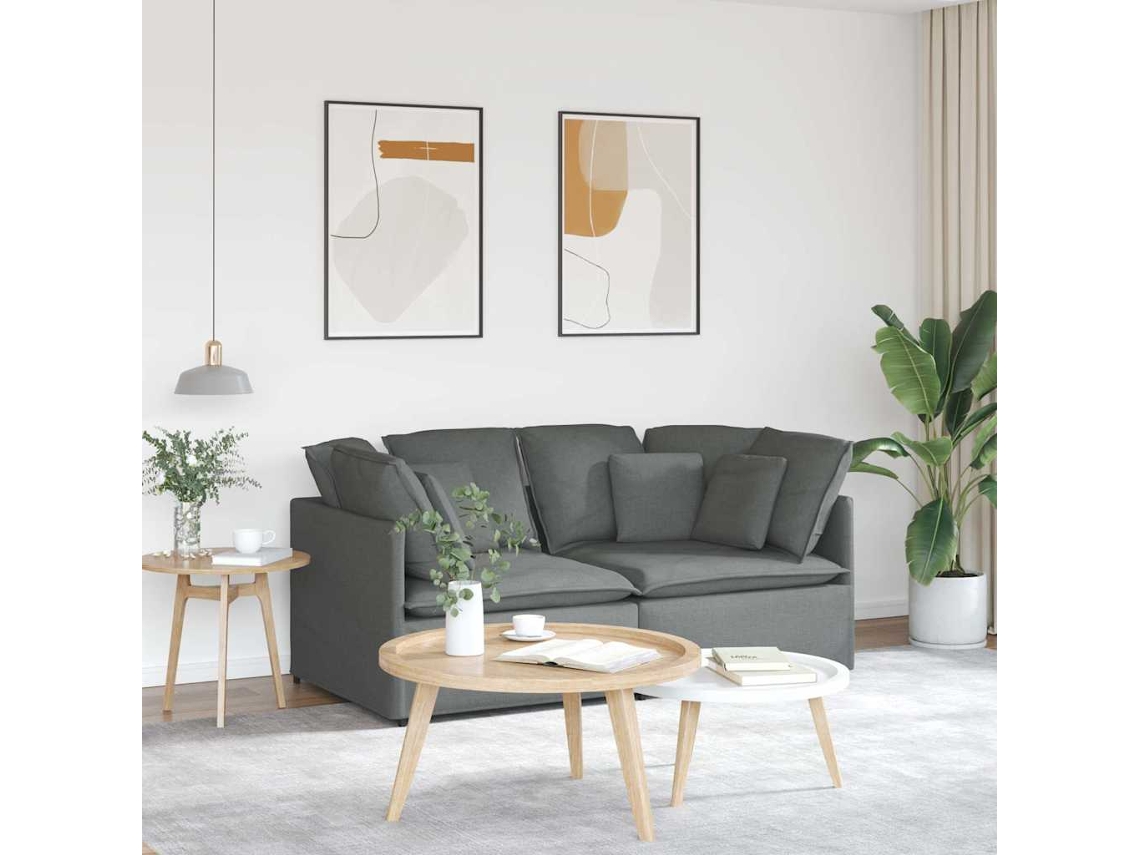 Vidaxl Sofá Modular Com Almofadas Tecido Cinzento-escuro